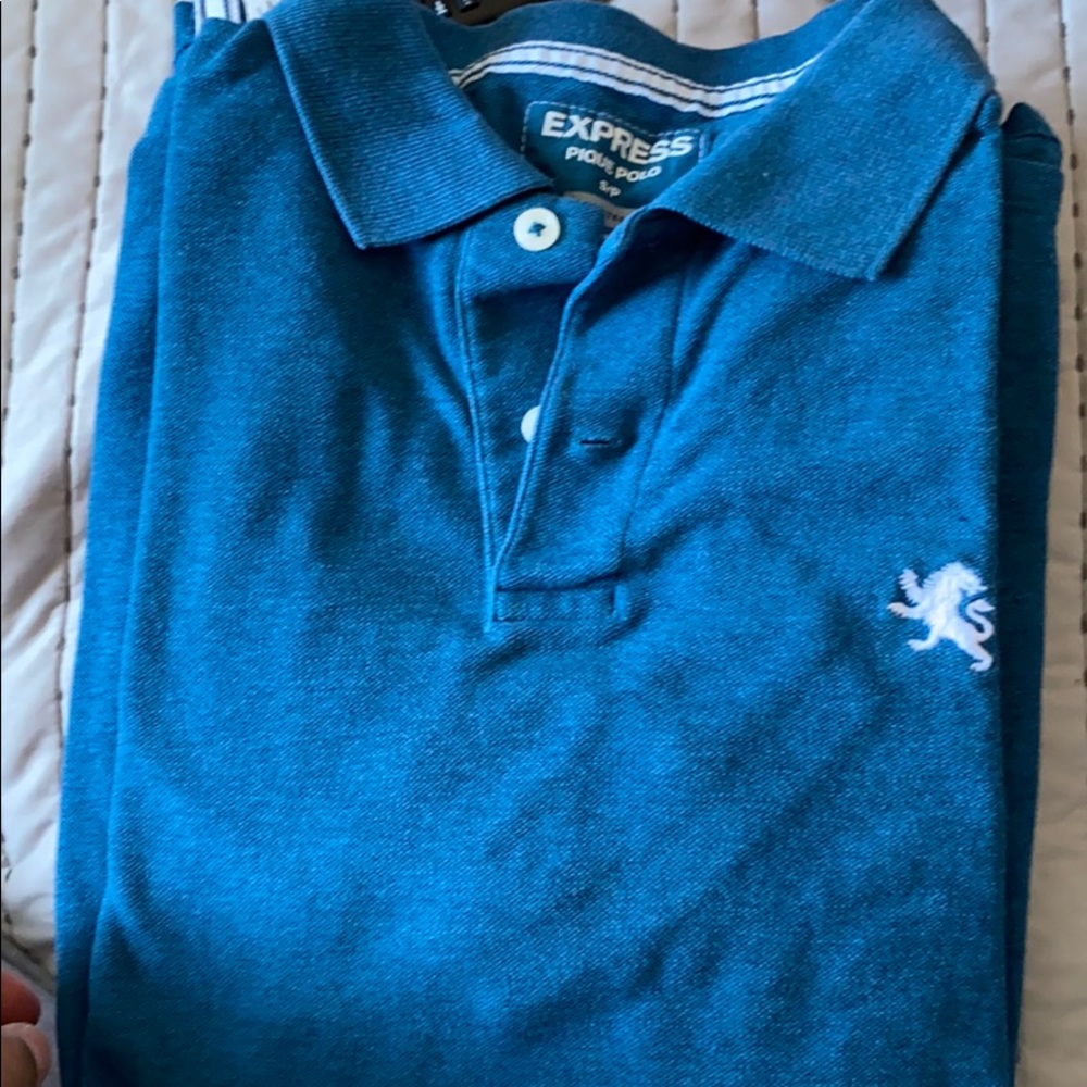 Teal small express fitted polo.